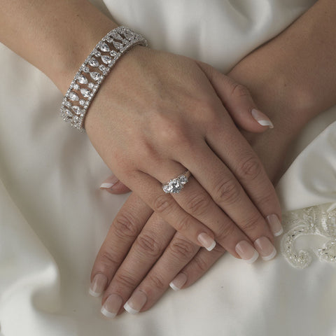 Silver Clear CZ Crystal Bridal Wedding Bracelet 2522