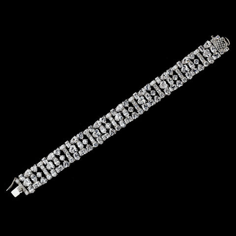 Silver CZ Bridal Wedding Bracelet 2673