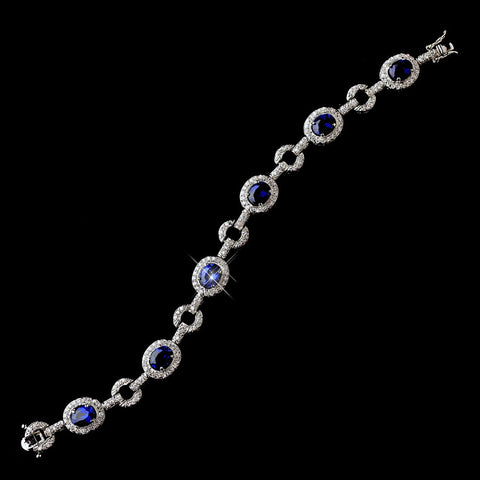 Royal Princess Kate Middleton Inspired Silver Sapphire CZ Bridal Wedding Bracelet 2722