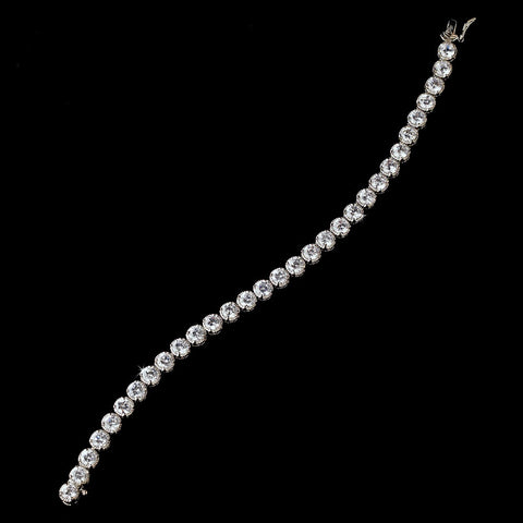 Silver Clear Cubic Zirconia Bridal Wedding Bracelet 2745
