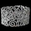 Silver Clear Cubic Zirconia Cuff Bridal Wedding Bracelet 2754