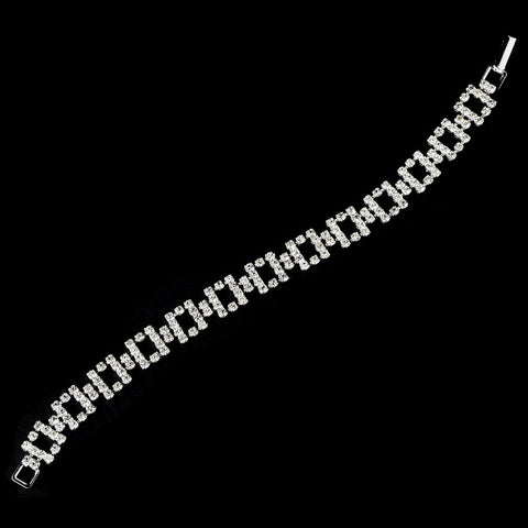 Fabulous Silver Clear Rhinestone Link Bridal Wedding Bracelet 368