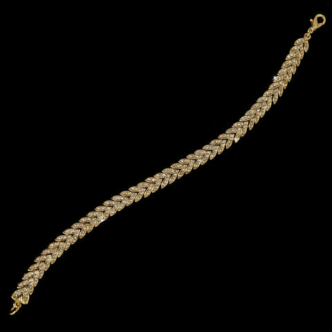 Gold Clear Chevron Rhinestone Bridal Wedding Bracelet B 372