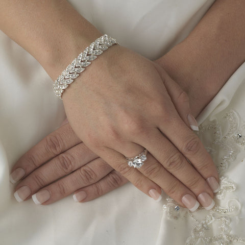 Chevron Rhinestone Bridal Wedding Bracelet B 373