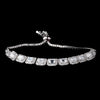 Rhodium Clear Emerald Cubic Zirconias Tassel Bridal Wedding Bracelet 3911