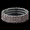 Triple Row Light Amethyst Covered Stretch Bridal Wedding Bracelet in Silver 4153