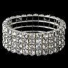 Four Row Rhinestone Covered Stretch Bridal Wedding Bracelet in Silver 4154
