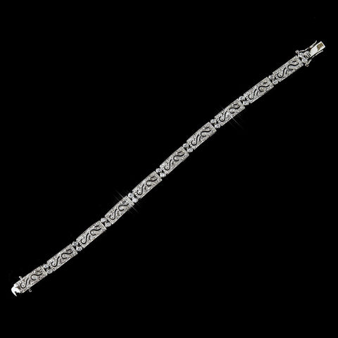 Silver Clear CZ Crystal Tennis Bridal Wedding Clasp Bridal Wedding Bracelet 65150