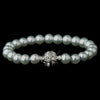 Light Blue Glass Pearl Pave Ball Bridal Wedding Bracelet 720