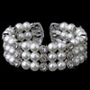 Antique Silver Ivory Pearl & Rhinestone Bridal Wedding Cuff Bridal Wedding Bracelet 721