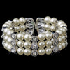 Antique Silver Ivory Pearl & Rhinestone Bridal Wedding Cuff Bridal Wedding Bracelet 721