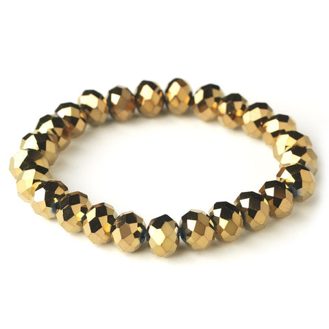 Gold Brown 10mm Stretch Bridal Wedding Bracelet 7613