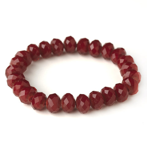 Ruby Red 10mm Stretch Bridal Wedding Bracelet 7613