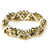 Gold Silver Clear Double Line Bridal Wedding Bracelet 7616
