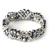 Silver w/ Silver Hematite Double Crystal Line Bridal Wedding Bracelet 7616