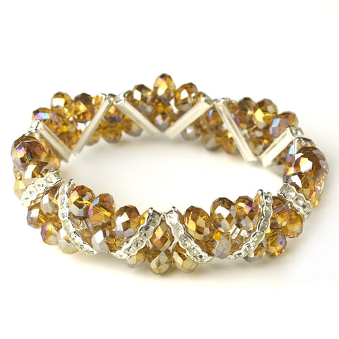 Topaz Silver Clear Double Line Bridal Wedding Bracelet 7616