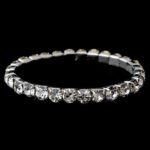 Silver Clear Stretch Bridal Wedding Bracelet 7621