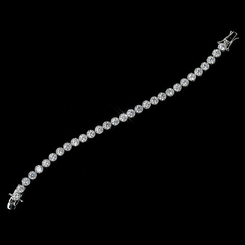 Antique Rhodium Silver Clear Round CZ Crystal Bridal Wedding Bracelet 7703