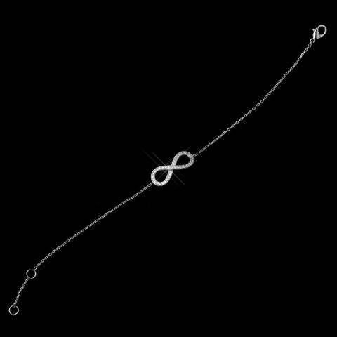 Antique Rhodium Silver Clear CZ Crystal Eternity Pave Bridal Wedding Bracelet 7711