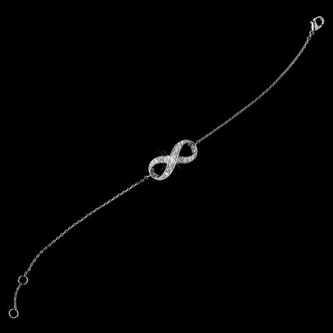 Antique Rhodium Silver Clear CZ Crystal Eternity Bridal Wedding Bracelet 7716