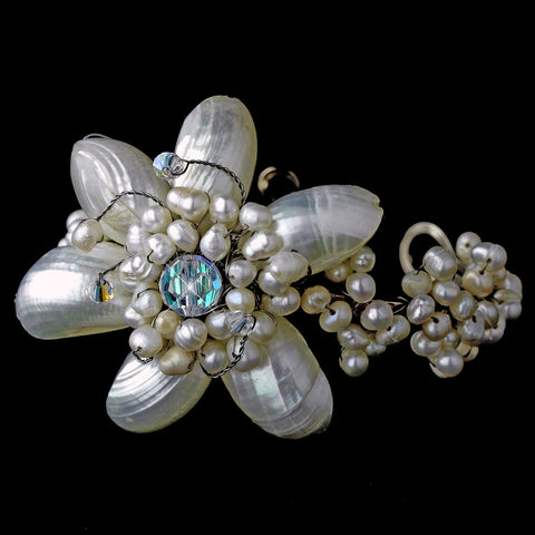 Beautiful Pearl & AB Floral Bridal Wedding Bracelet 7827
