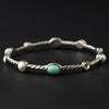 Silver Aquamarine Pearl Clear with Gold Trim Bridal Wedding Bracelet 7972