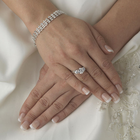 Marvelous Gold Clear 4 Row Rhinestone Bridal Wedding Bracelet 80004