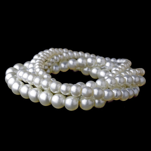 5 Strand Pearl Stretch Bridal Wedding Bracelet 80562