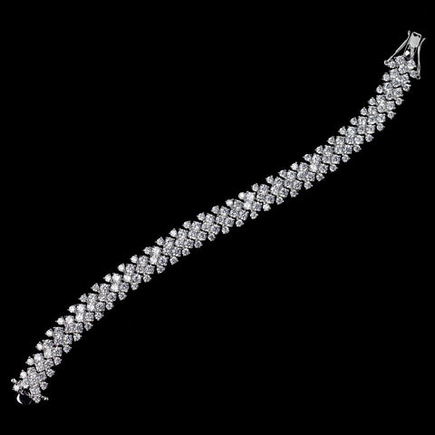 Rhodium Clear CZ Round Bridal Wedding Bracelet 80697