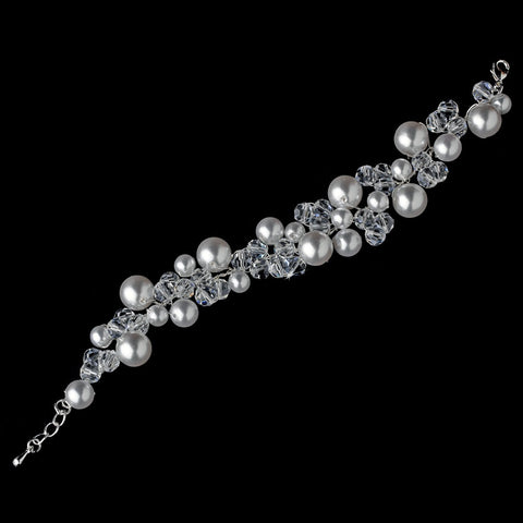* Pearl and Crystal Destination Wedding Bridal Wedding Bracelet B 8135