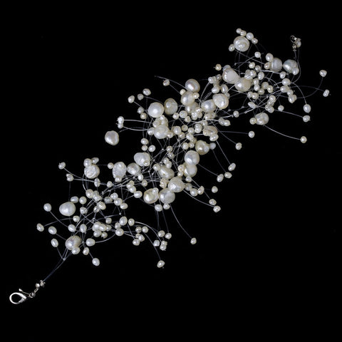 * Couture Freshwater Pearl Illusion Bridal Wedding Bracelet B 8192