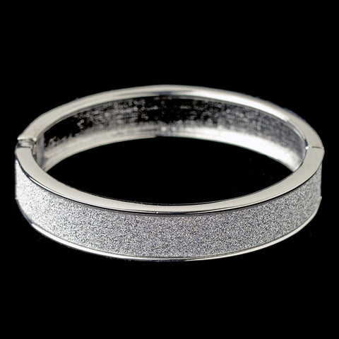 Silver Glitter Sparkle Bangle Bridal Wedding Bracelet 82002
