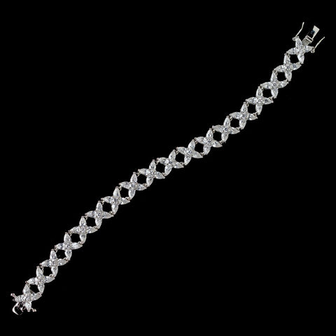 Rhodium Clear Marquise CZ Crystal Bridal Wedding Bracelet 82006