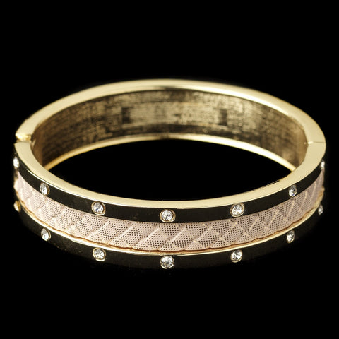 Gold Pink Bangle w/ Rhinestone & Pink Snakeskin Like Pattern Fashion Bridal Wedding Bracelet 82061
