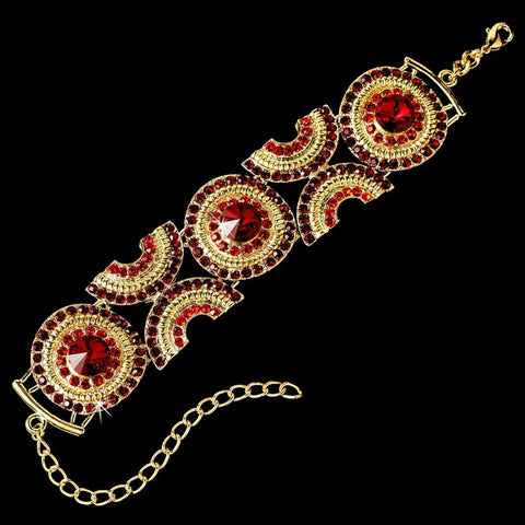 Inspiring Gold Ruby Rhinestone Bridal Wedding Bracelet 8288