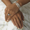 Silver Plated Floral Bridal Wedding Bracelet B 8305