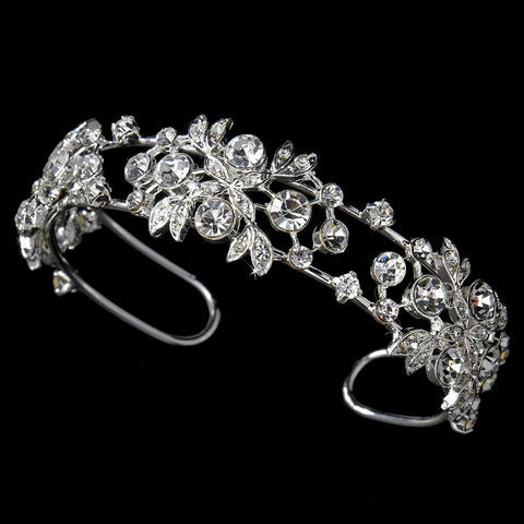 Silver Plated Floral Bridal Wedding Bracelet B 8305