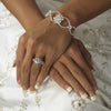 Silver Clear Floral Bridal Wedding Bracelet B 8306