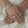 Silver Clear Floral Bridal Wedding Bracelet B 8306