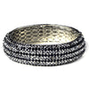 Antique Silver Black Rhinestone Bangle Bridal Wedding Bracelet B 8332