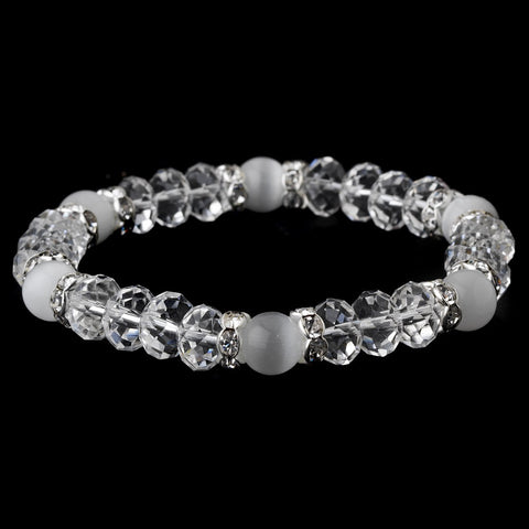 * Stretch Bridal Wedding Bracelet 8333 Clear White