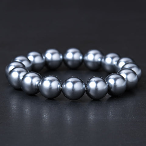 Elegant Platinum Gray Stretch Pearl Bridal Wedding Bracelet B 8340