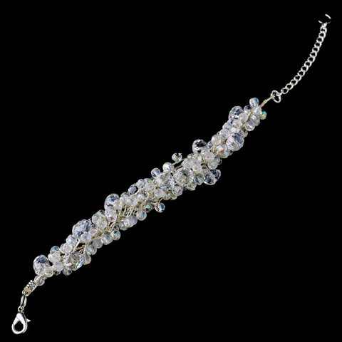 AB Iridescent Swarovski Crystal Cluster Bridal Wedding Bracelet 8383