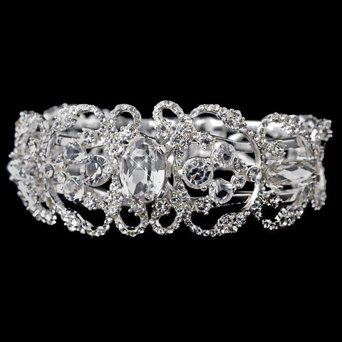 Silver Clear Rhinestone Bridal Wedding Bracelet 8390
