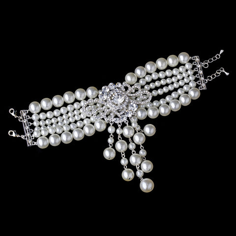 Bridal Wedding Bracelet 8399 Silver Ivory Clear