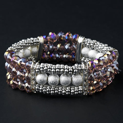 * Festive Amethyst Aurora Borealis Crystal Bridal Wedding Bracelet 8503