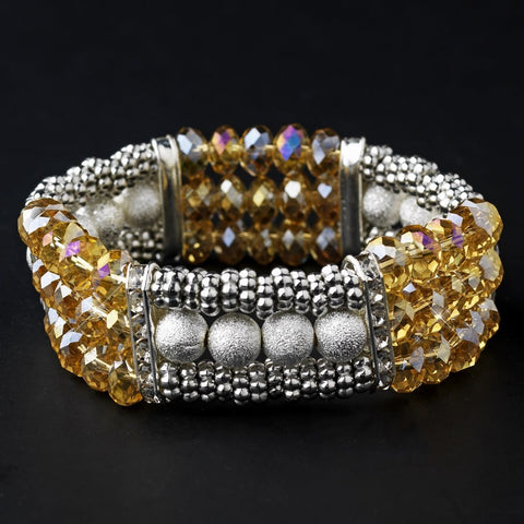 * Festive Topaz Aurora Borealis Crystal Bridal Wedding Bracelet 8503