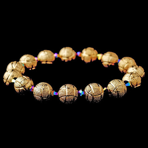 * Colorful Rainbow Rounded Crystal Bridal Wedding Gold Bracelet 8504