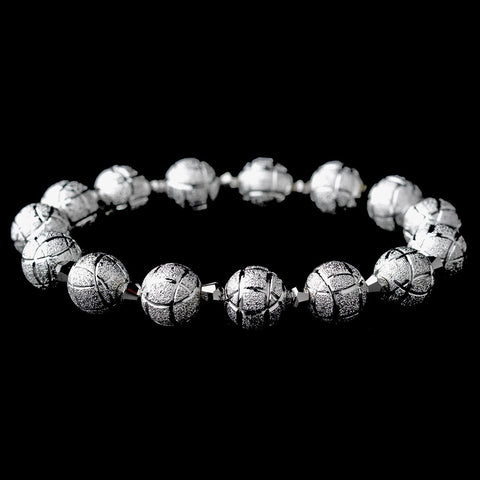 * Silver Spheres and Rhodium Crystal Bridal Wedding Bracelet 8505