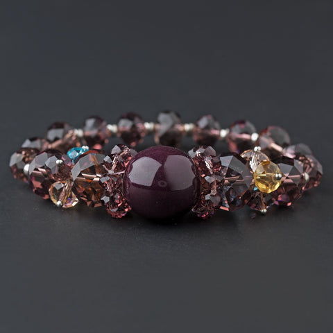 Amethyst Crystal Stretch Bridal Wedding Bracelet 8510